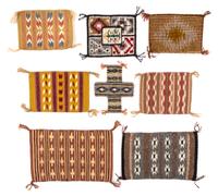 Eight Navajo Wool Rugs Largest 7 x 4 1/2 inches.