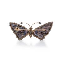 CARVED TOURMALINE AND MULTIGEM BUTTERFLY BROOCH