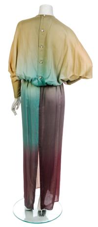 A Galanos Multicolor Ombre Silk Gown,