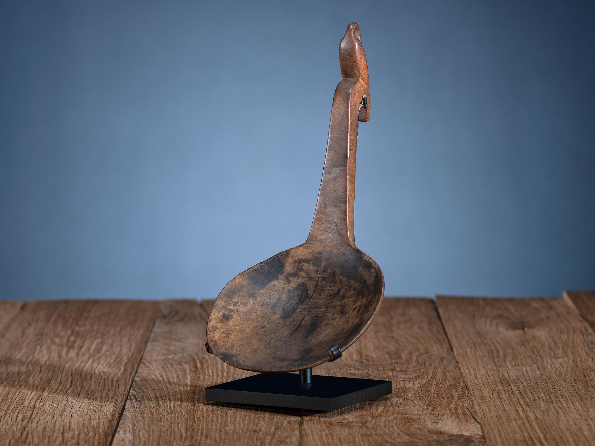 Eastern Woodlands Maple Ladle, with Swan Effigy