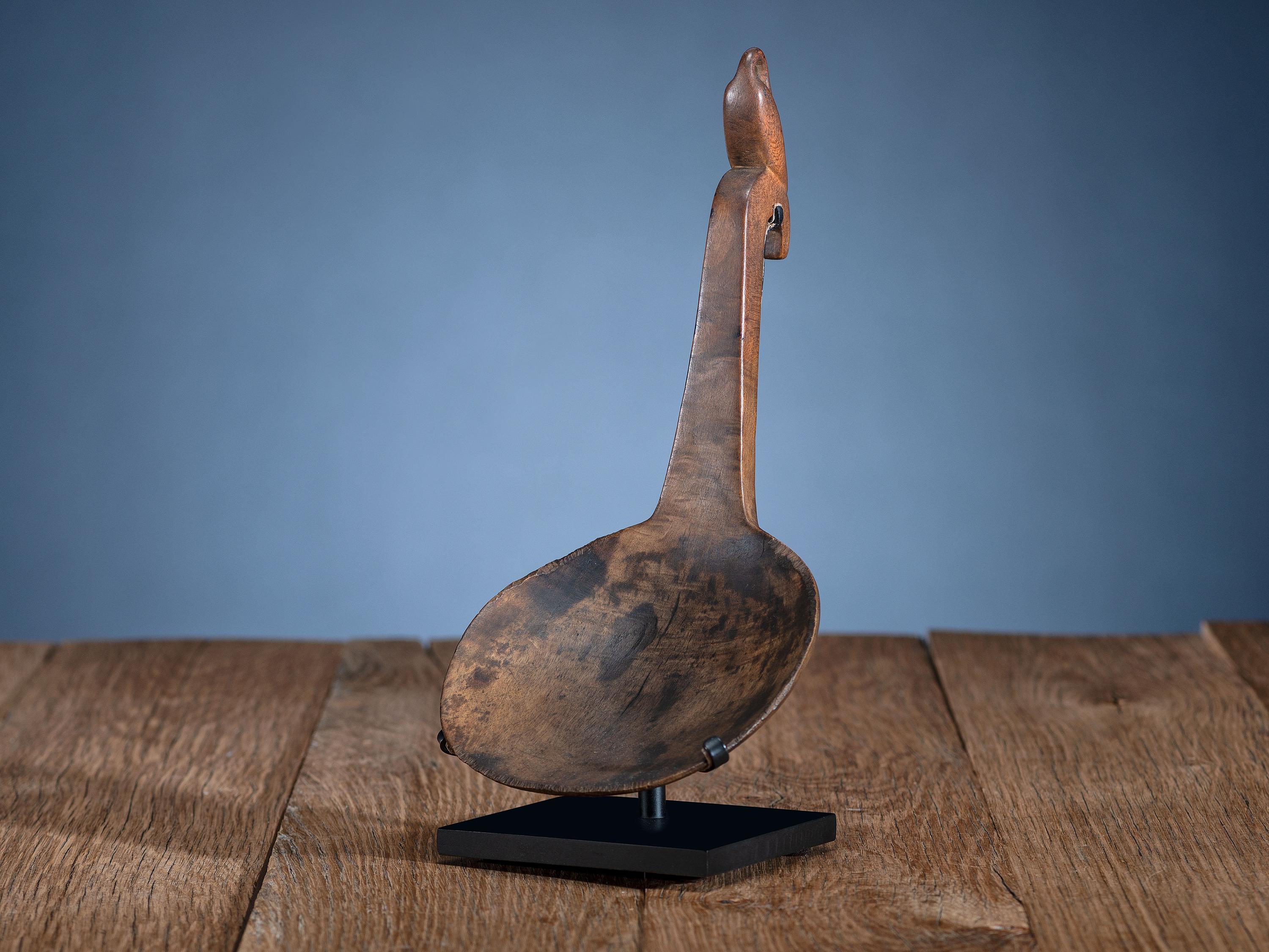Eastern Woodlands Maple Ladle, with Swan Effigy
