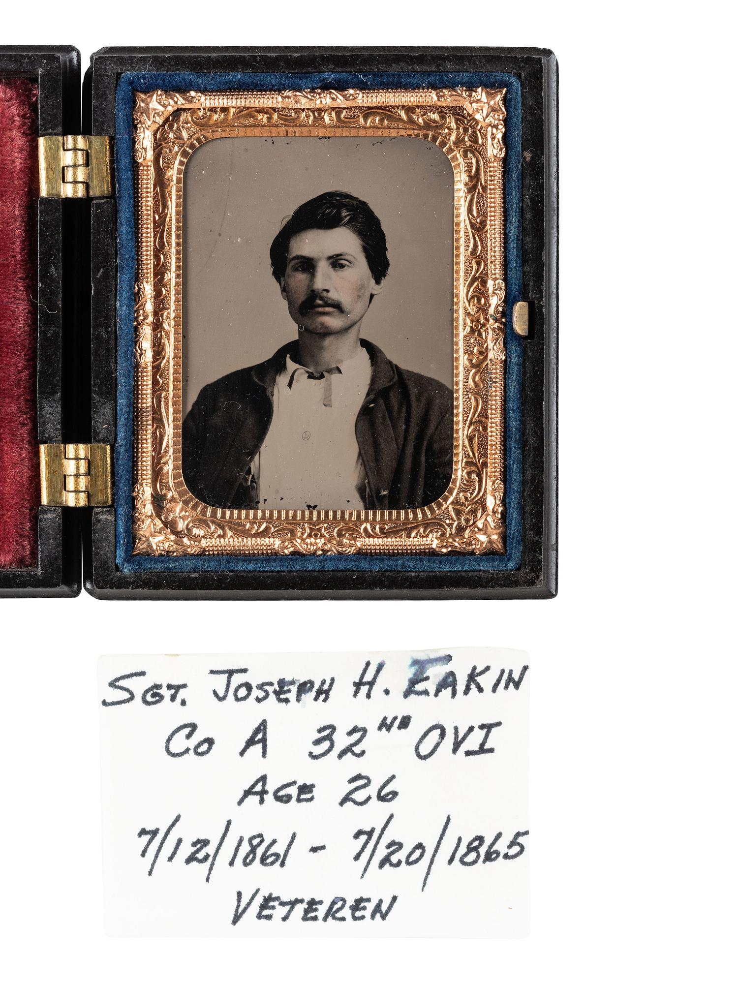 [EARLY PHOTOGRAPHY]. 7 cased images, incl. possible Civil War veteran Joseph H. Eakin, 32nd OVI.