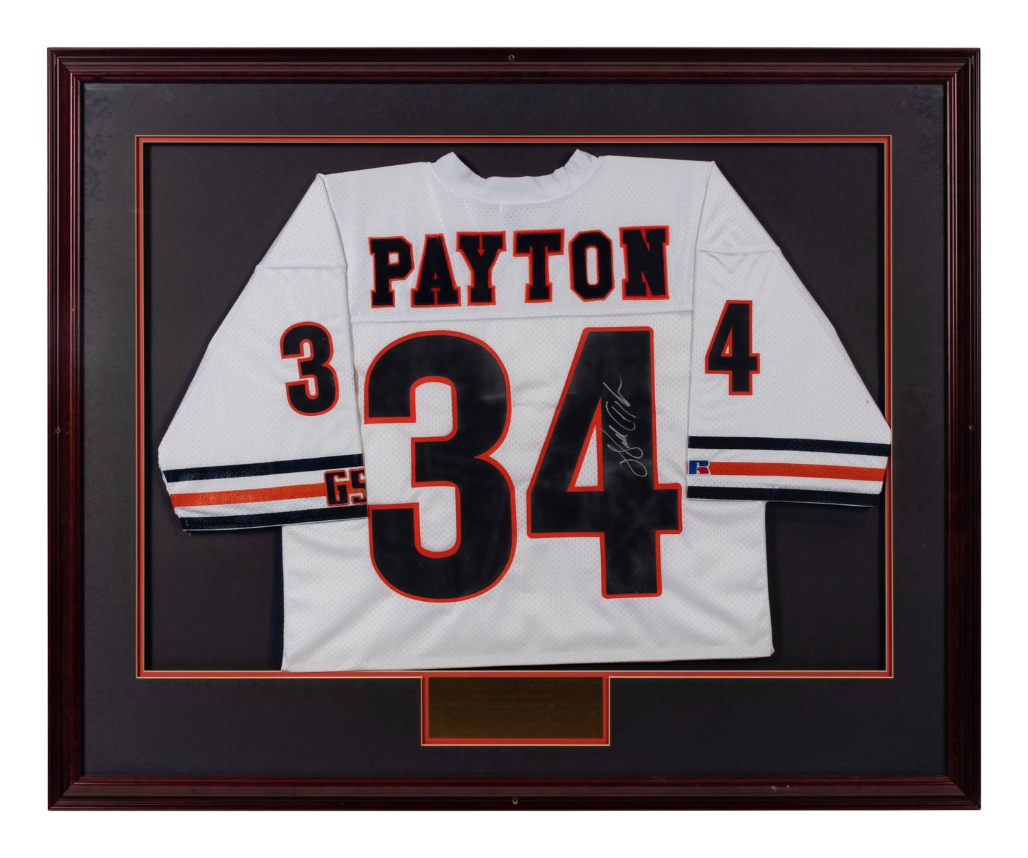 A Chicago Bears Jersey Display Signed by Walter Payton Formerly Displayed at Mike Ditka’s Restaurant
