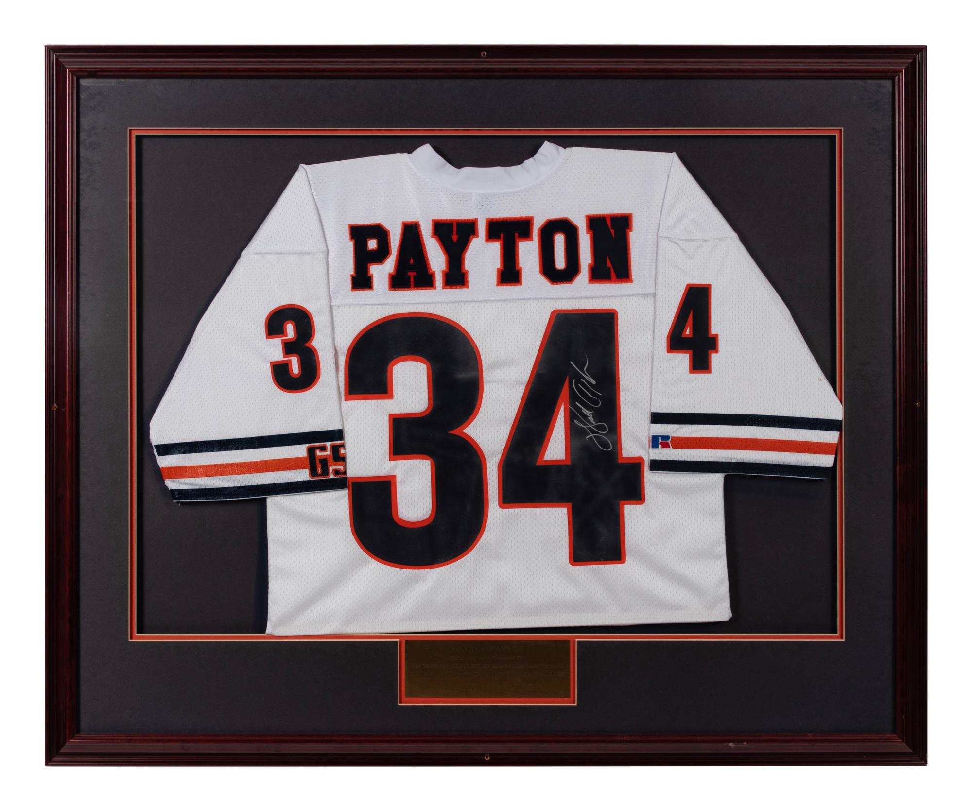 A Chicago Bears Jersey Display Signed by Walter Payton Formerly Displayed at Mike Ditka’s Restaurant
