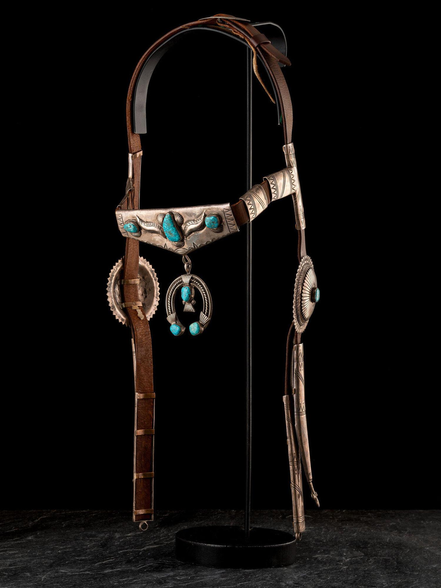 Silver and High Grade Turquoise Headstall