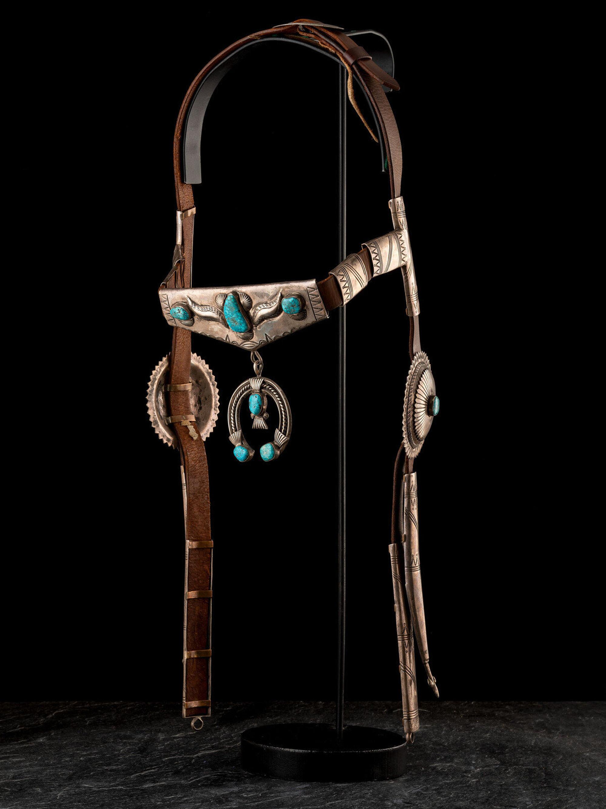 Silver and High Grade Turquoise Headstall
