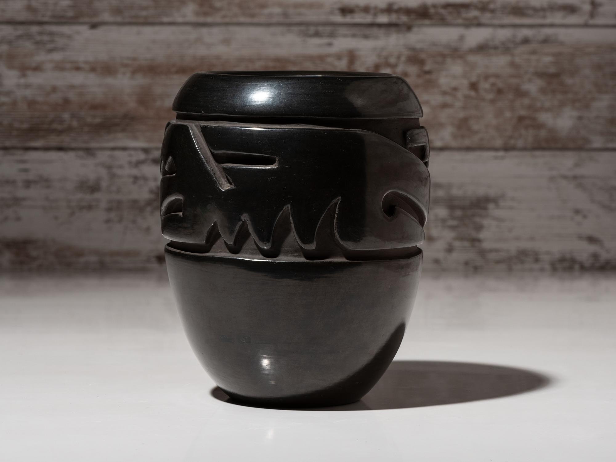 Carved Blackware Jar