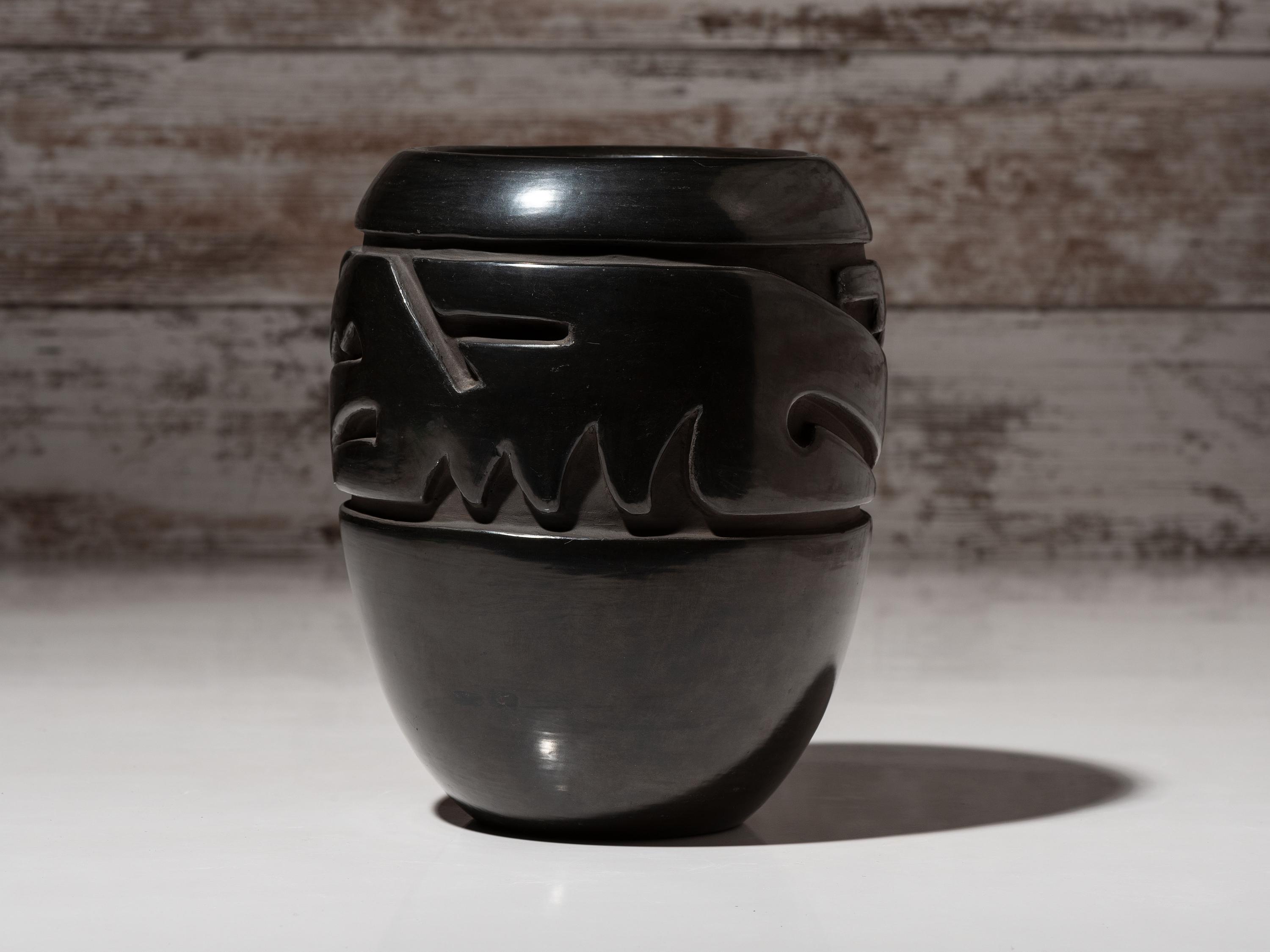 Carved Blackware Jar
