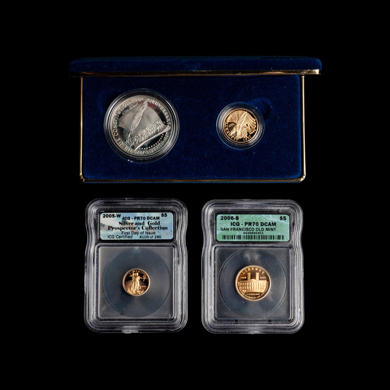 A Group of Four US Mint Issued Gold or Silver Coins