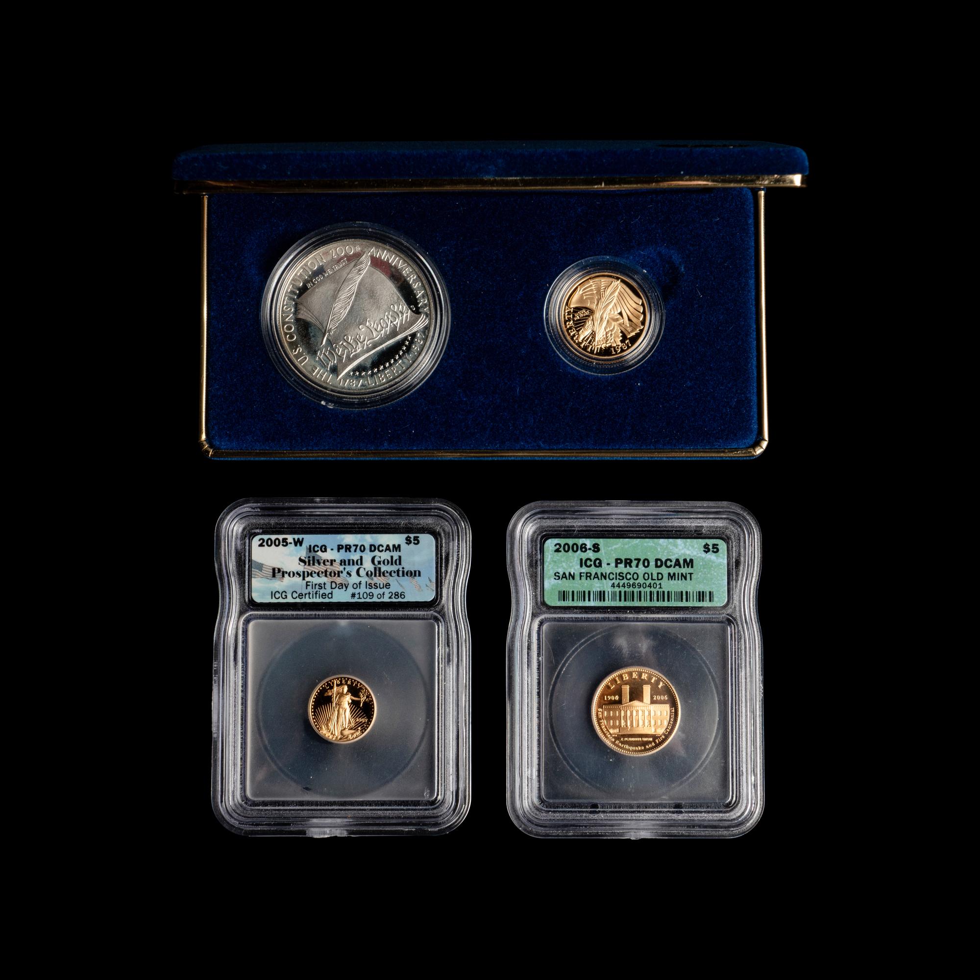 A Group of Four US Mint Issued Gold or Silver Coins