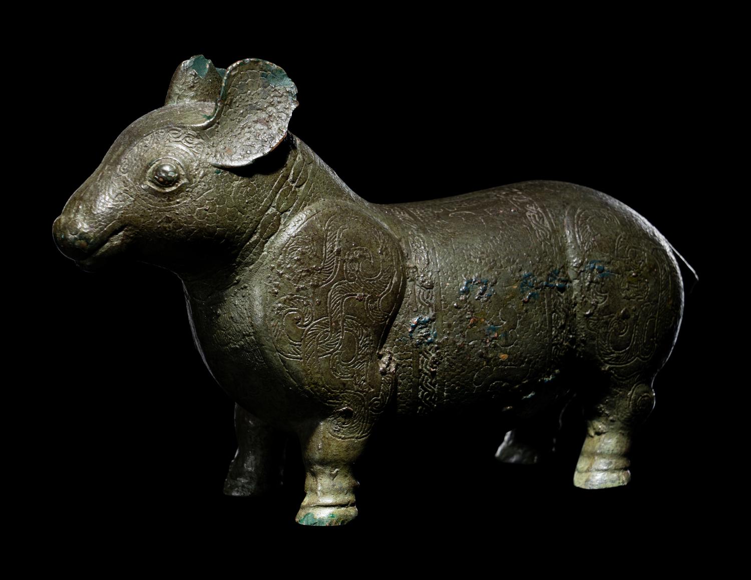 A Yixi Pottery Imitating Bronze Figure of a Tapir