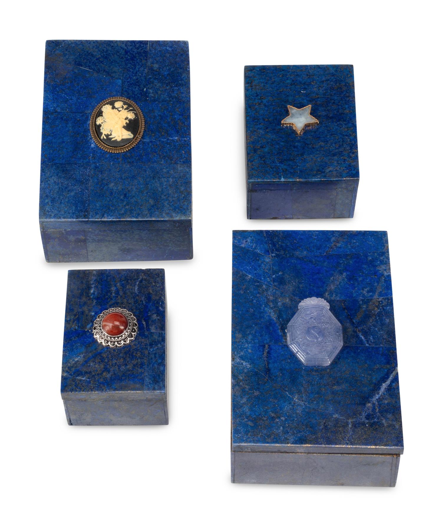Four Lapis Lazuli Table Boxes