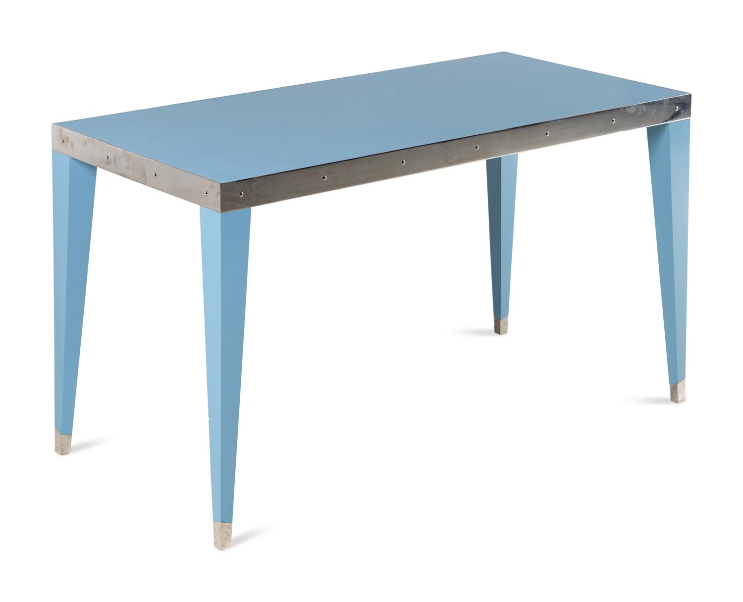 A Custom Enameled Metal and Glass Desk