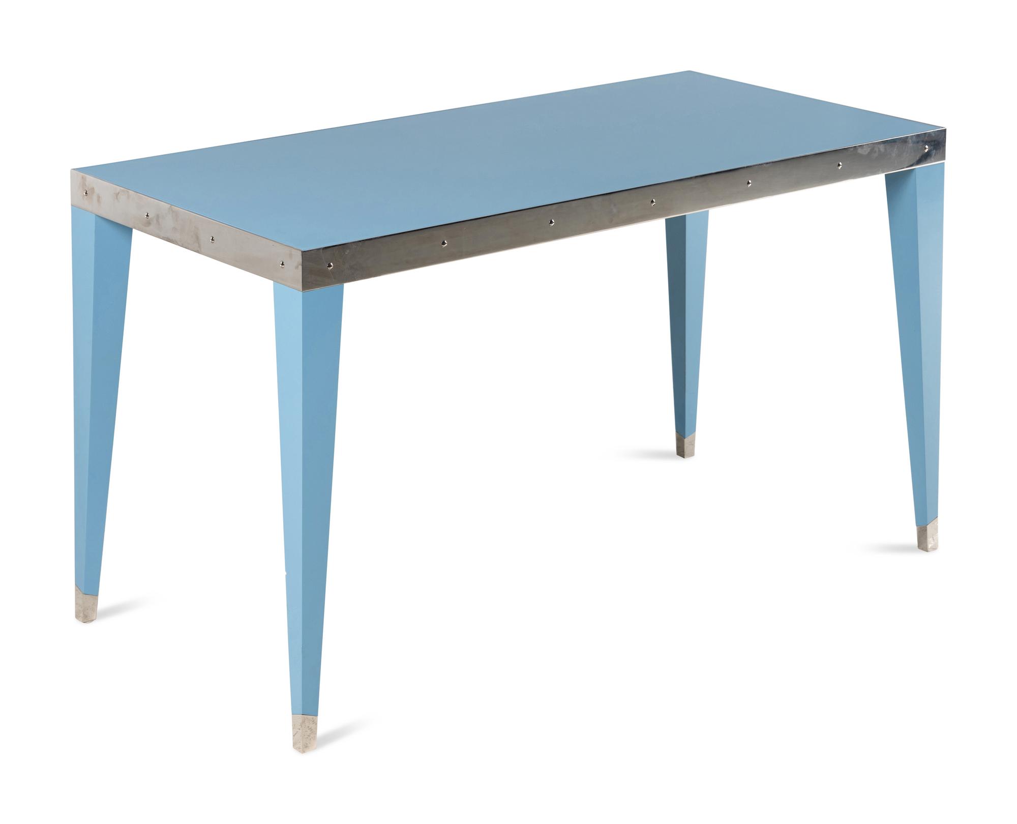 A Custom Enameled Metal and Glass Desk