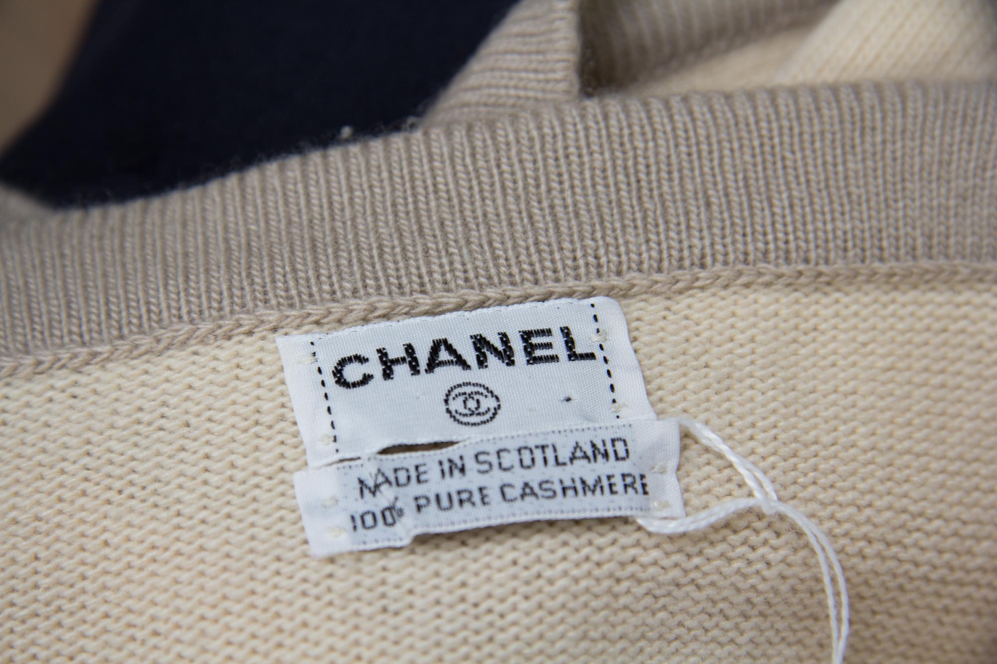 A Chanel Cream Cashmere Cardigan Sweater,