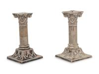 A Pair of English Silver-Plate Candlesticks