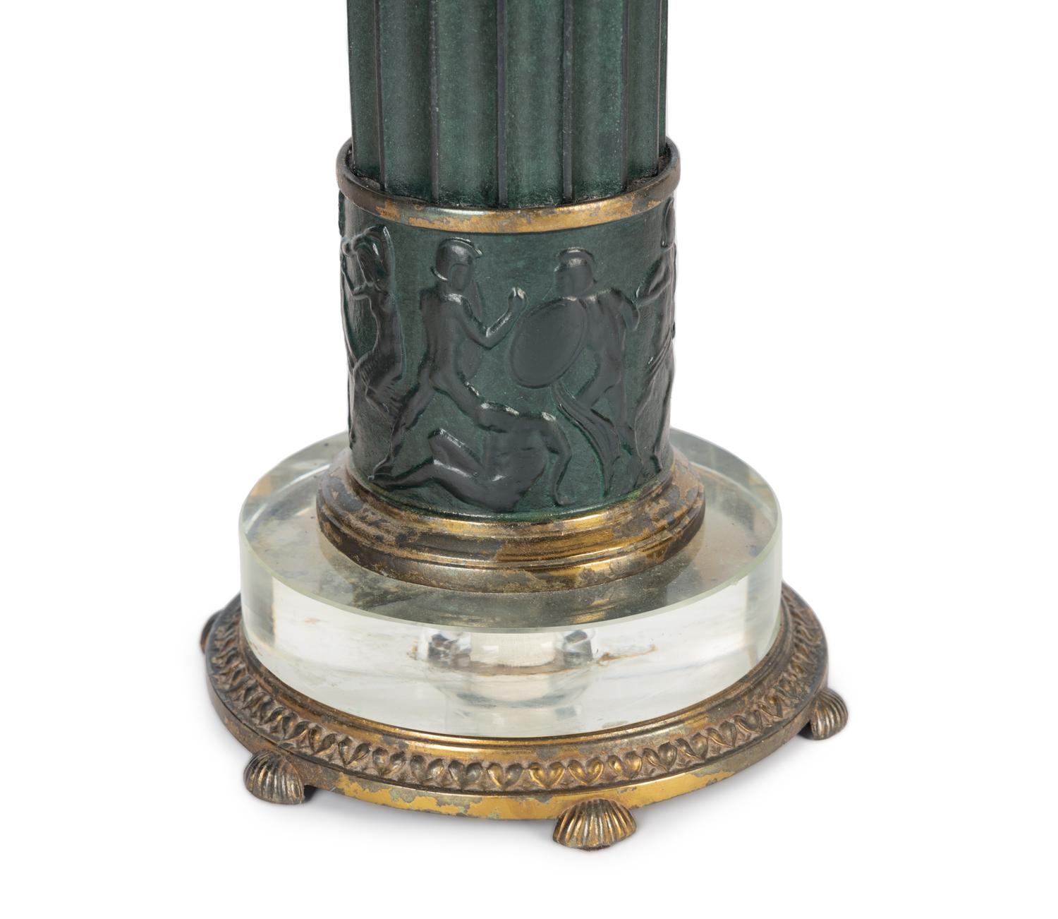 A Pair of Contemporary Patinated Metal Table Lamps