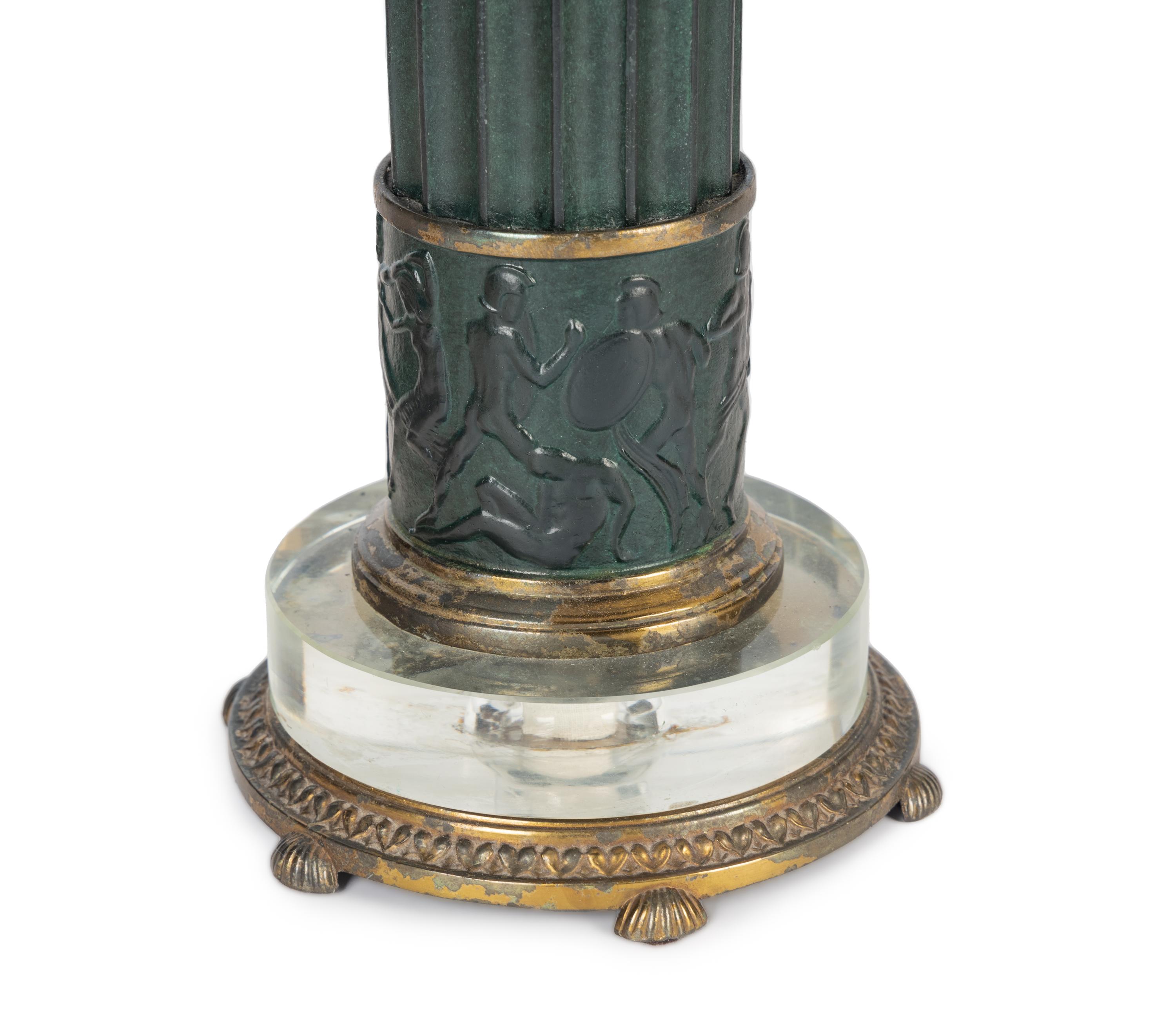A Pair of Contemporary Patinated Metal Table Lamps