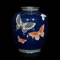 A Japanese Cloisonné "Butterflies" Vase