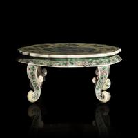A Chinese Famille Verte Biscuit Floriform Stand, 19th Century — 清晚期 五彩龍紋花口四足器座