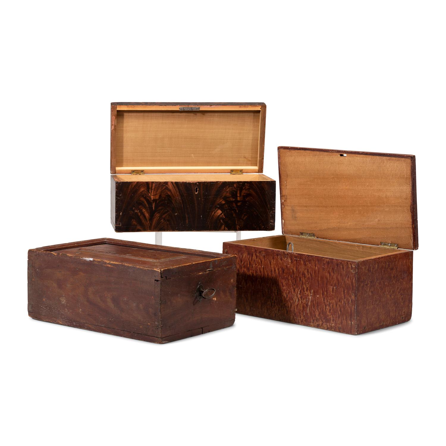Three Grain Paint Decorated Document Boxes
