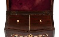An Italian Walnut and Ebony Parquetry Tea Caddy