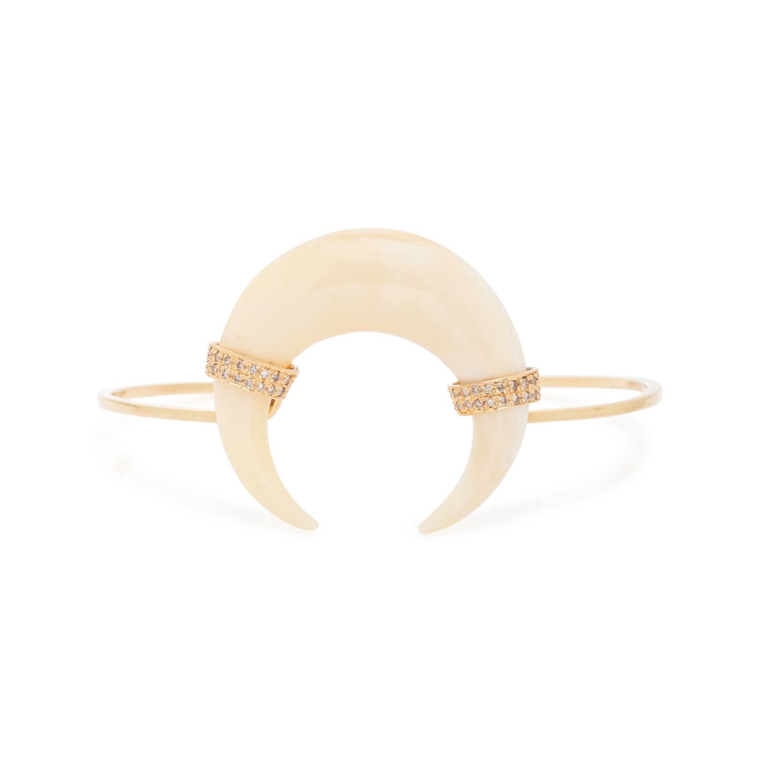 YELLOW GOLD, DIAMOND AND BONE NECKLACE AND BRACELET