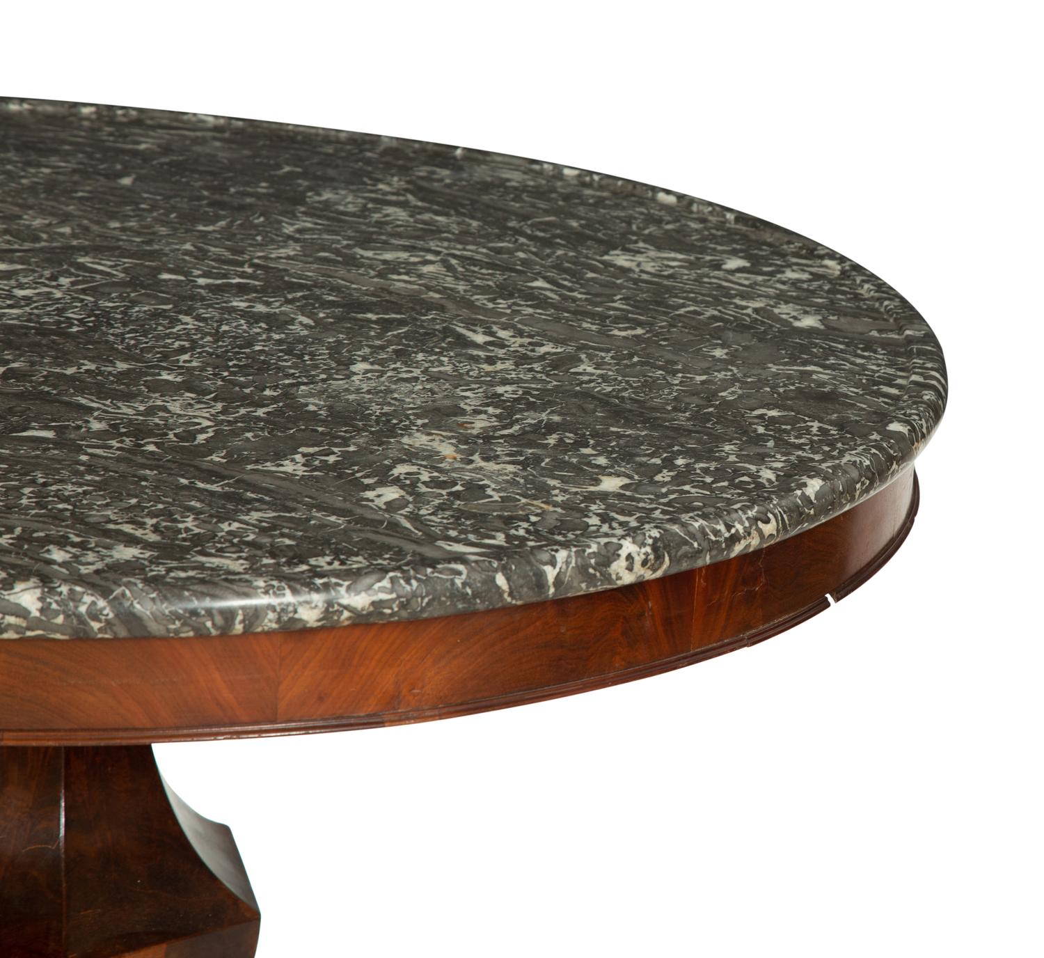 A Restauration Mahogany Marble-Top Center Table