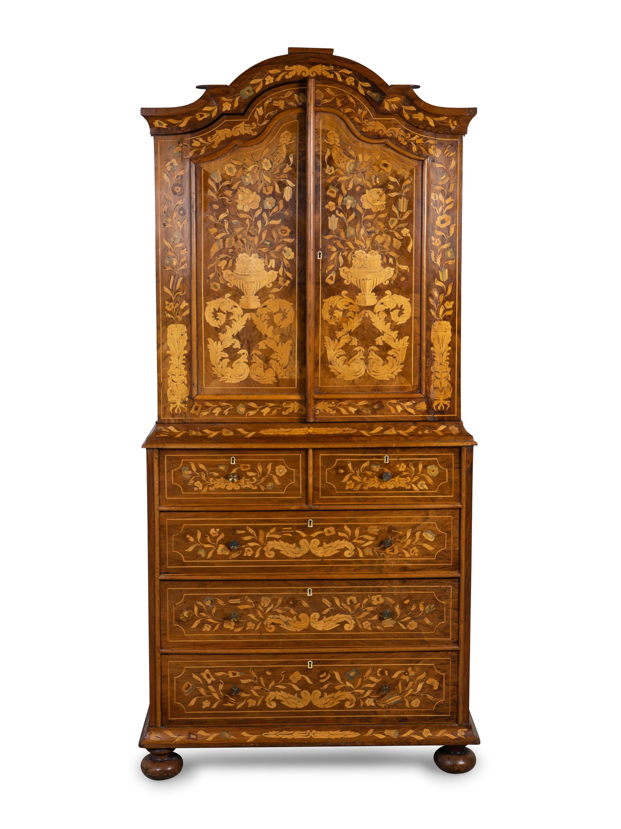 A Dutch Baroque Style Marquetry Cabinet — 19TH CENTURY