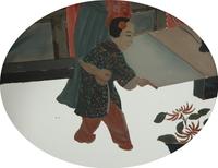 A Pair of Chinese Reverse Paintings on Mirrored Glass