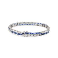 PLATINUM, SAPPHIRE, AND DIAMOND BRACELET