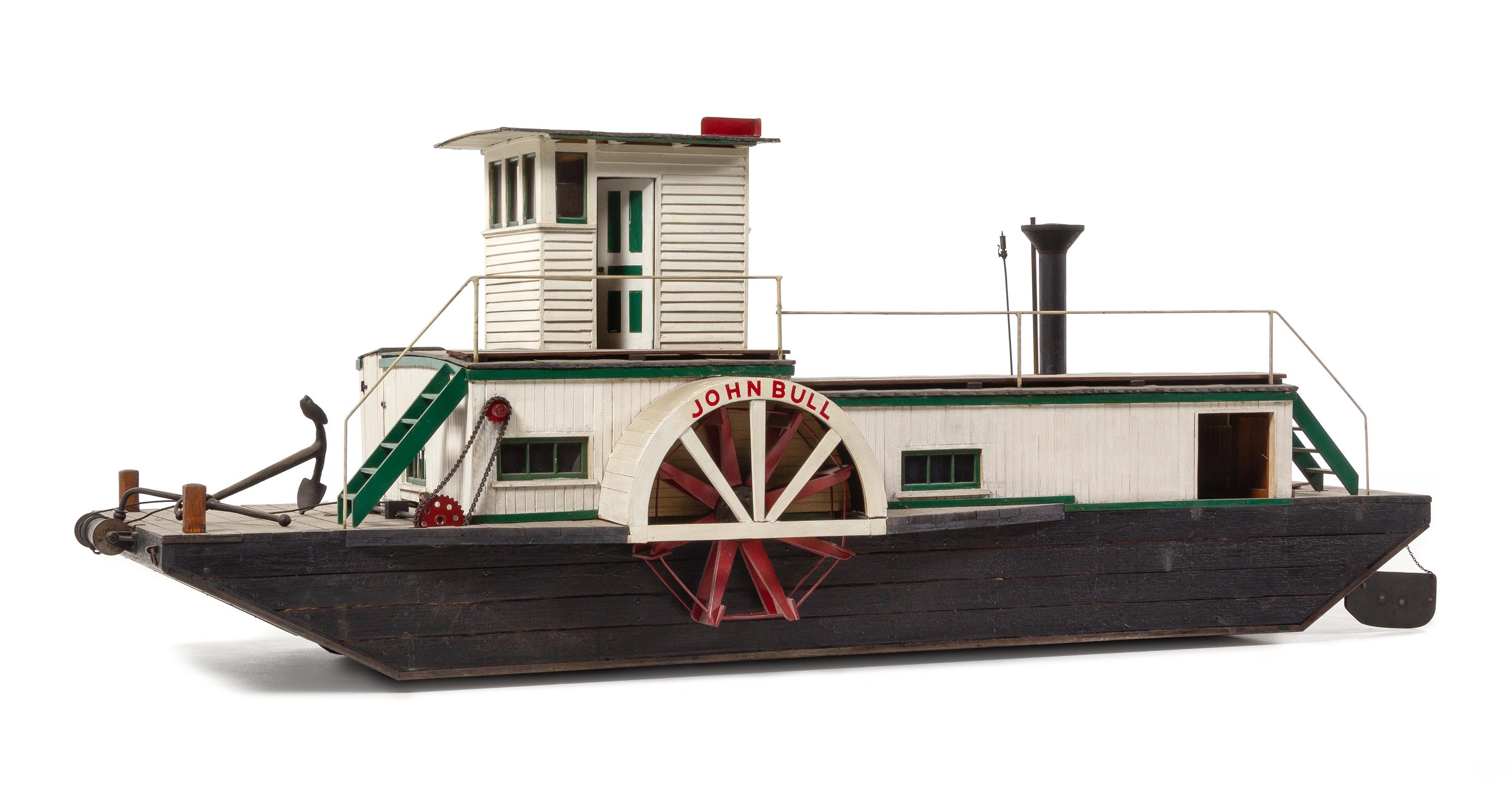 A Model of the "John Bull" River Boat Height of model 18 x length 47 inches.