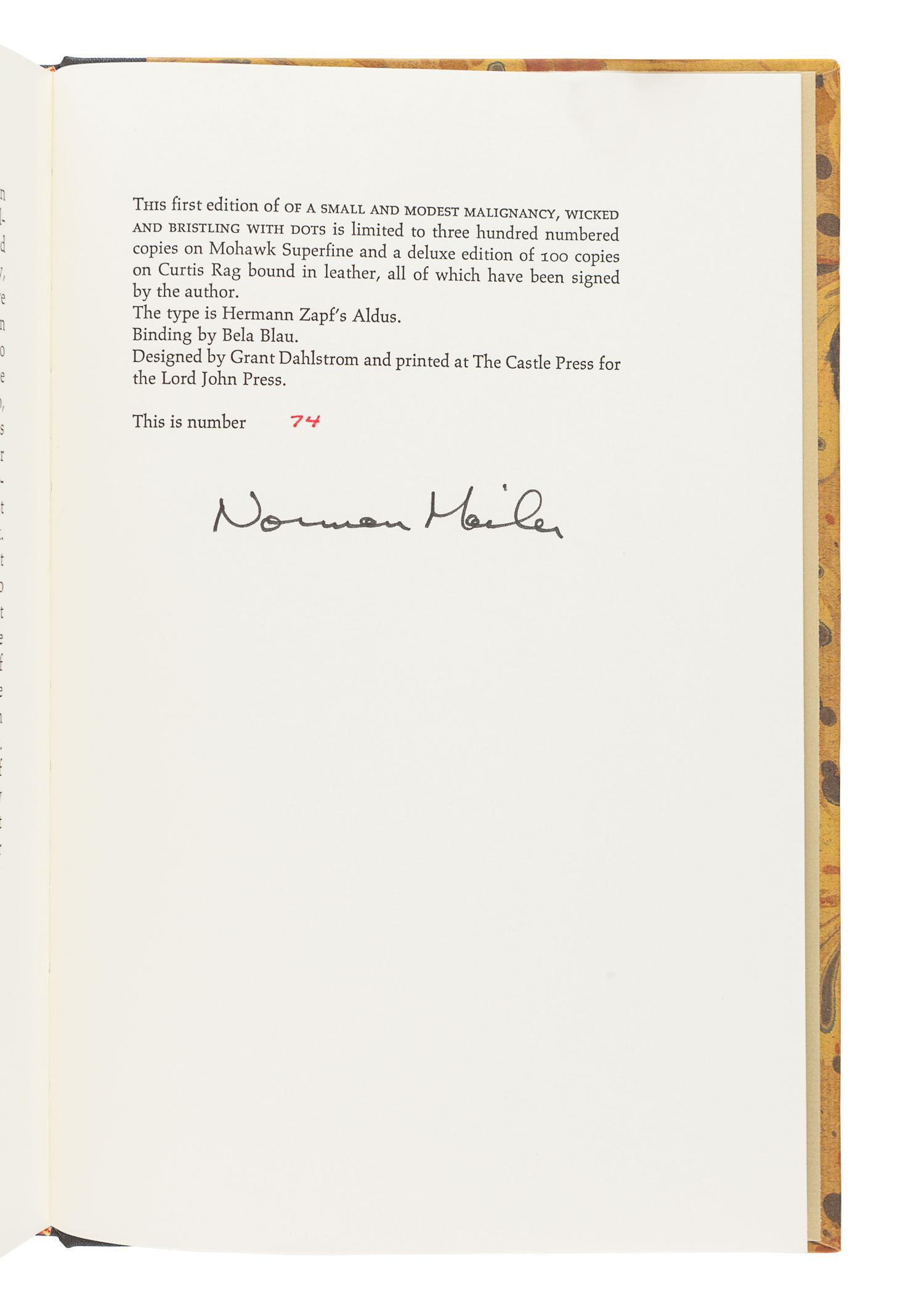 [MAILER, Norman (1923-2007)]. A group of 4 FIRST EDITIONS by Mailer, comprising: