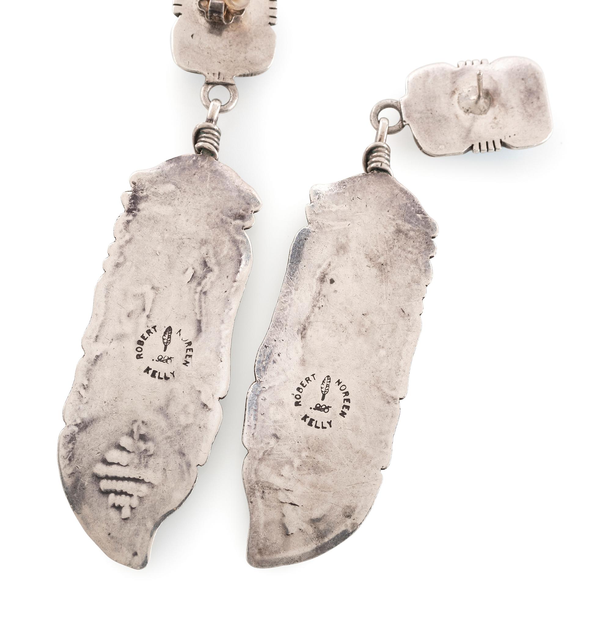Navajo and Southwestern-style Silver Earrings, with Turquoise