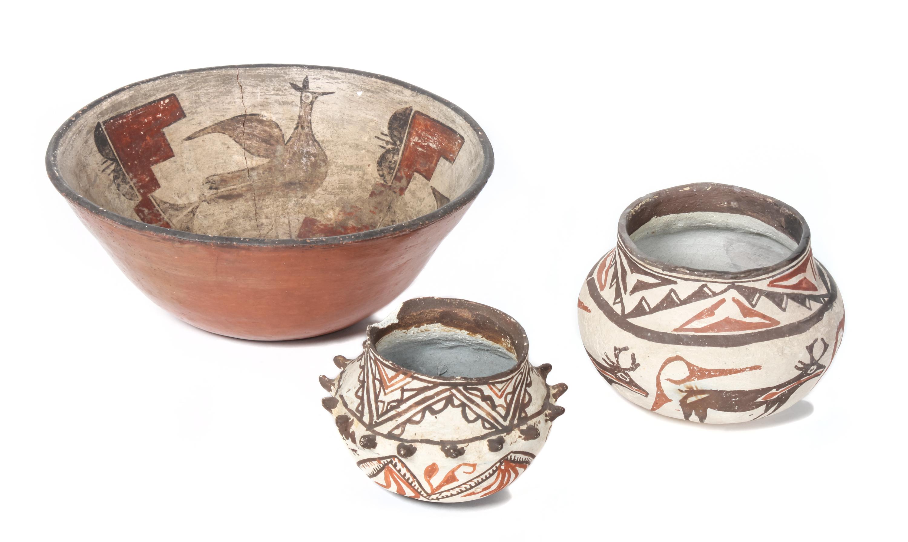 Group of Pueblo Pottery Diameter of largest 11 1/4 inches
