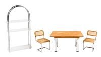 Four Mid-Century Style Furniture Articles Height of etagere 6 7/8 inches.