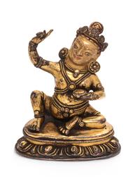 A Sino-Tibetan Gilt Bronze Figure of Mahasiddha Virupa Height 4 1/2 inches. — 18TH/19TH CENTURY