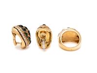 YELLOW GOLD, GREEN TOURMALINE AND DIAMOND SET