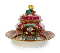A Camille Le Tallec Hand Painted Porcelain Tureen and Platter — 19th Century