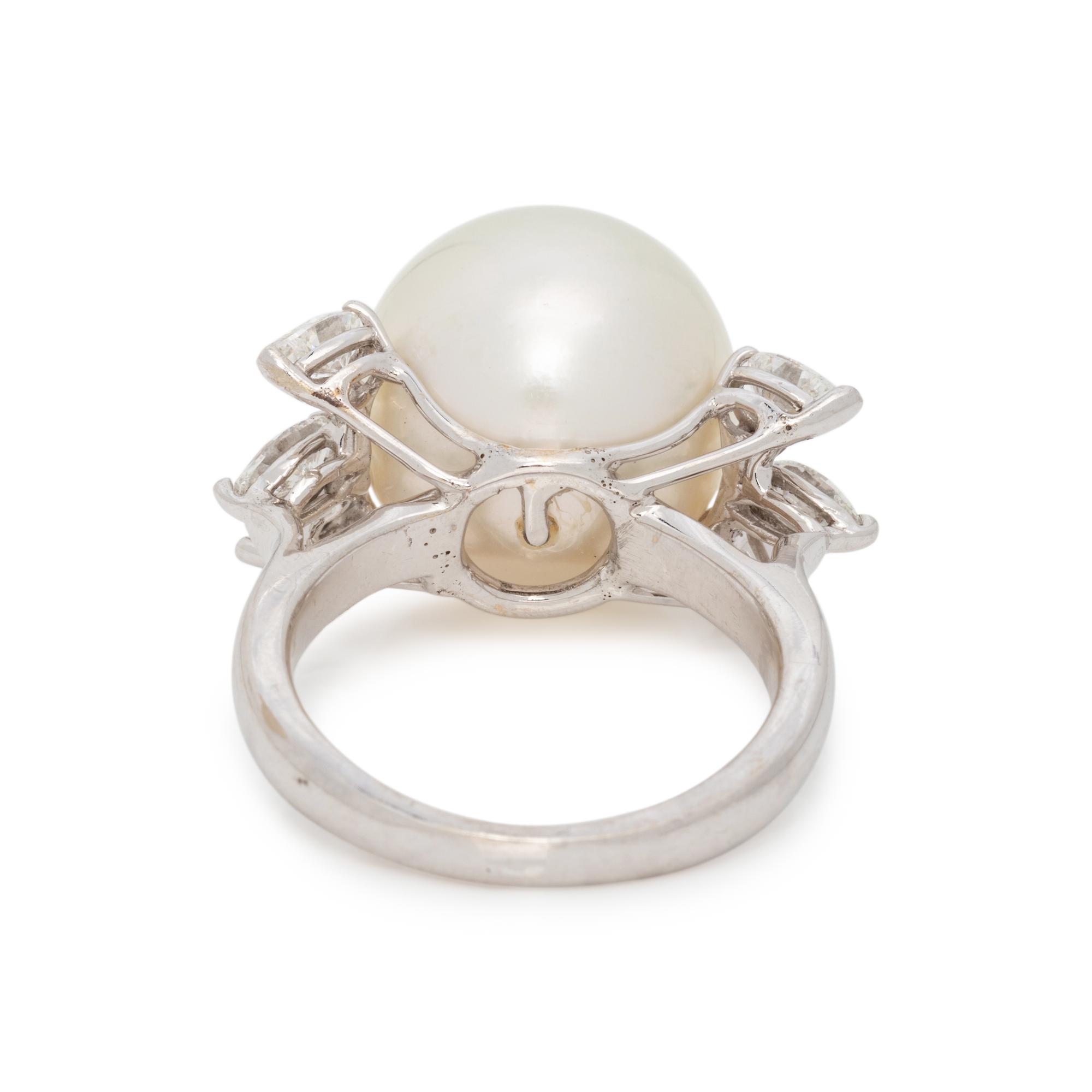 CULTURED SOUTH SEA PEARL AND DIAMOND RING