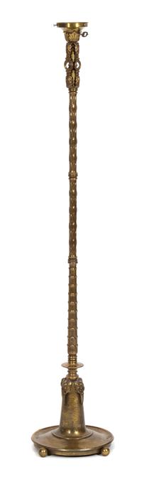A Victorian Brass Floor Lamp Height 58 (without dome glass shade) x diameter 12 inches. — LATE 19TH CENTURY