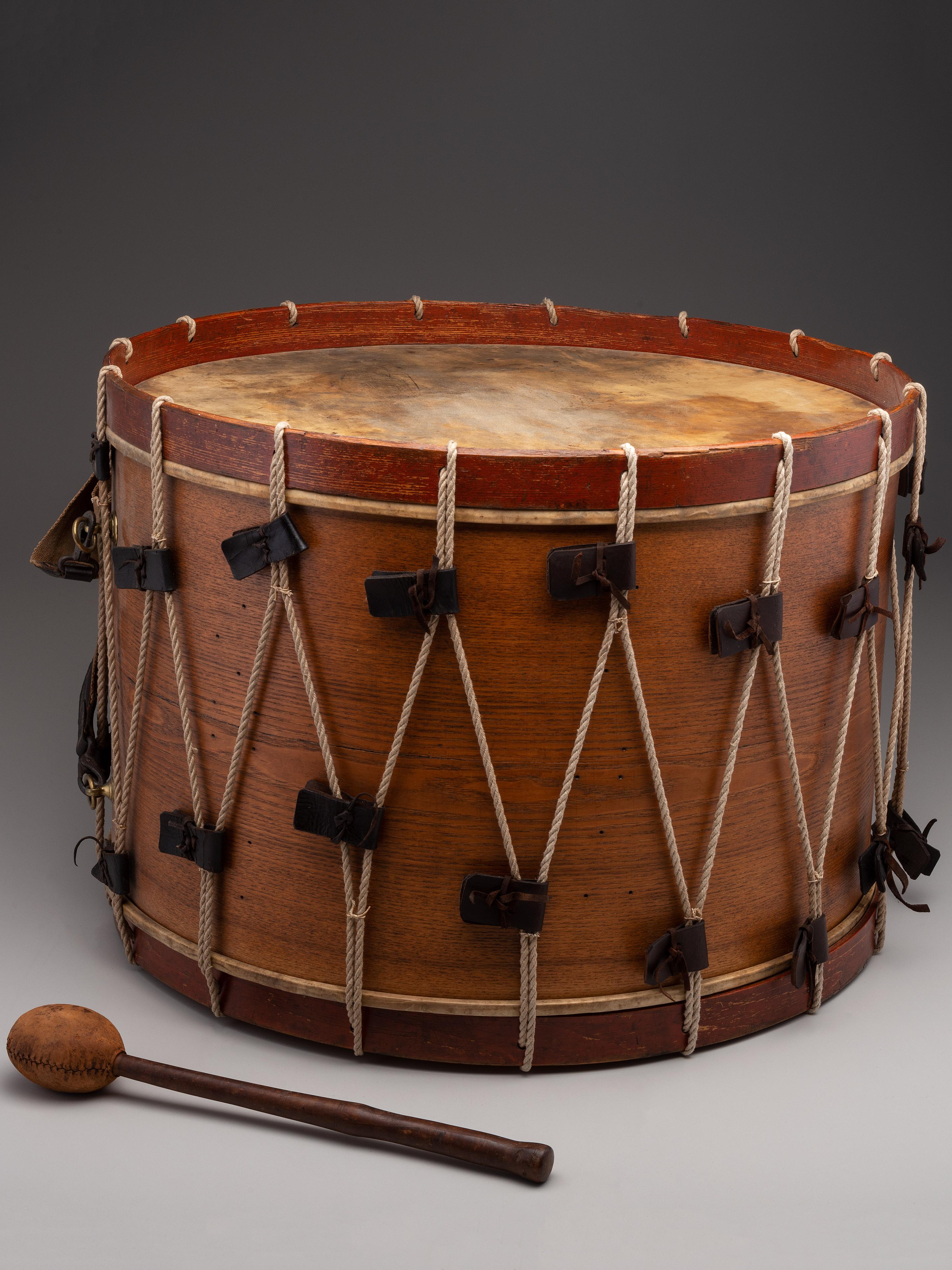 [CIVIL WAR]. Regulation US Infantry bass drum with beater. Manufactured by Horstmann Brothers Co., Philadelphia.
