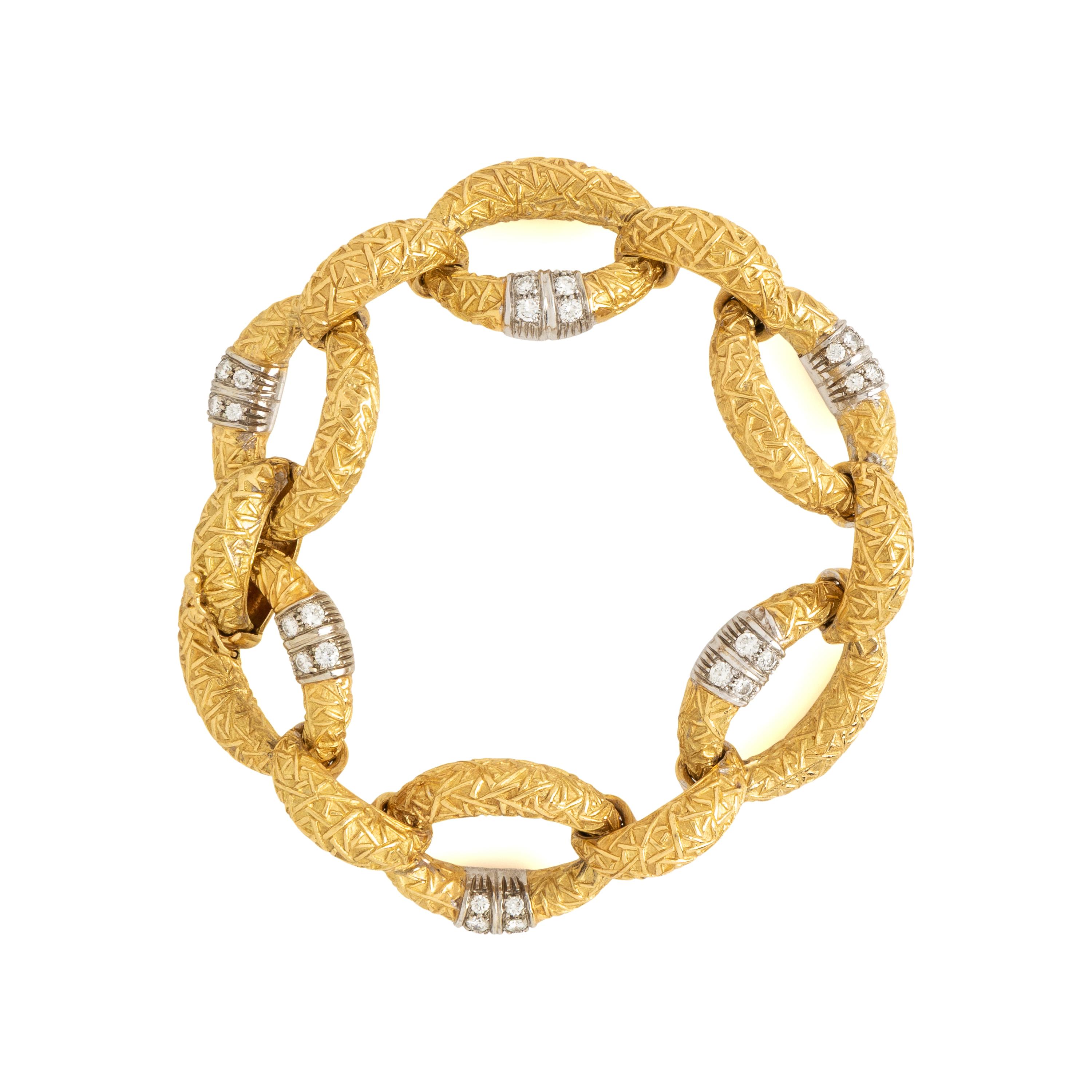 Frattini, Yellow Gold and Diamond Bracelet and Earrings