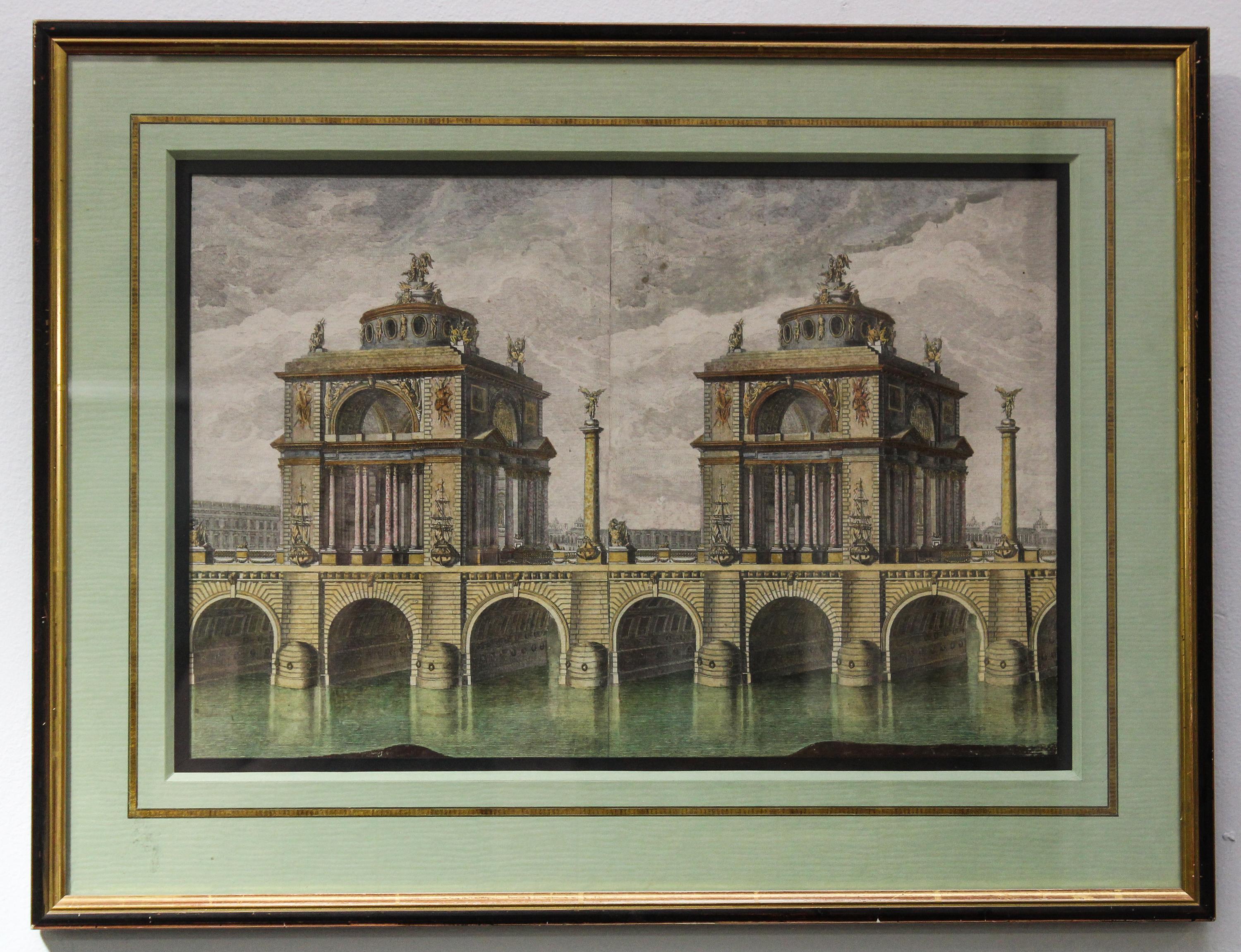 A Continental Hand-Colored Engraving Height of frame 17 1/2 x width 22 1/2 inches. — 19TH CENTURY