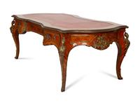 A Louis XV Style Gilt Bronze Mounted Parquetry Bureau Plat