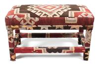 A Kilim Upholstered Bench Height 21 x width 35 x depth 17 inches. — 20TH CENTURY