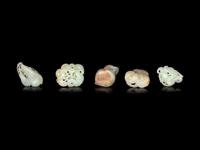 Five Chinese Celadon Jade Carvings