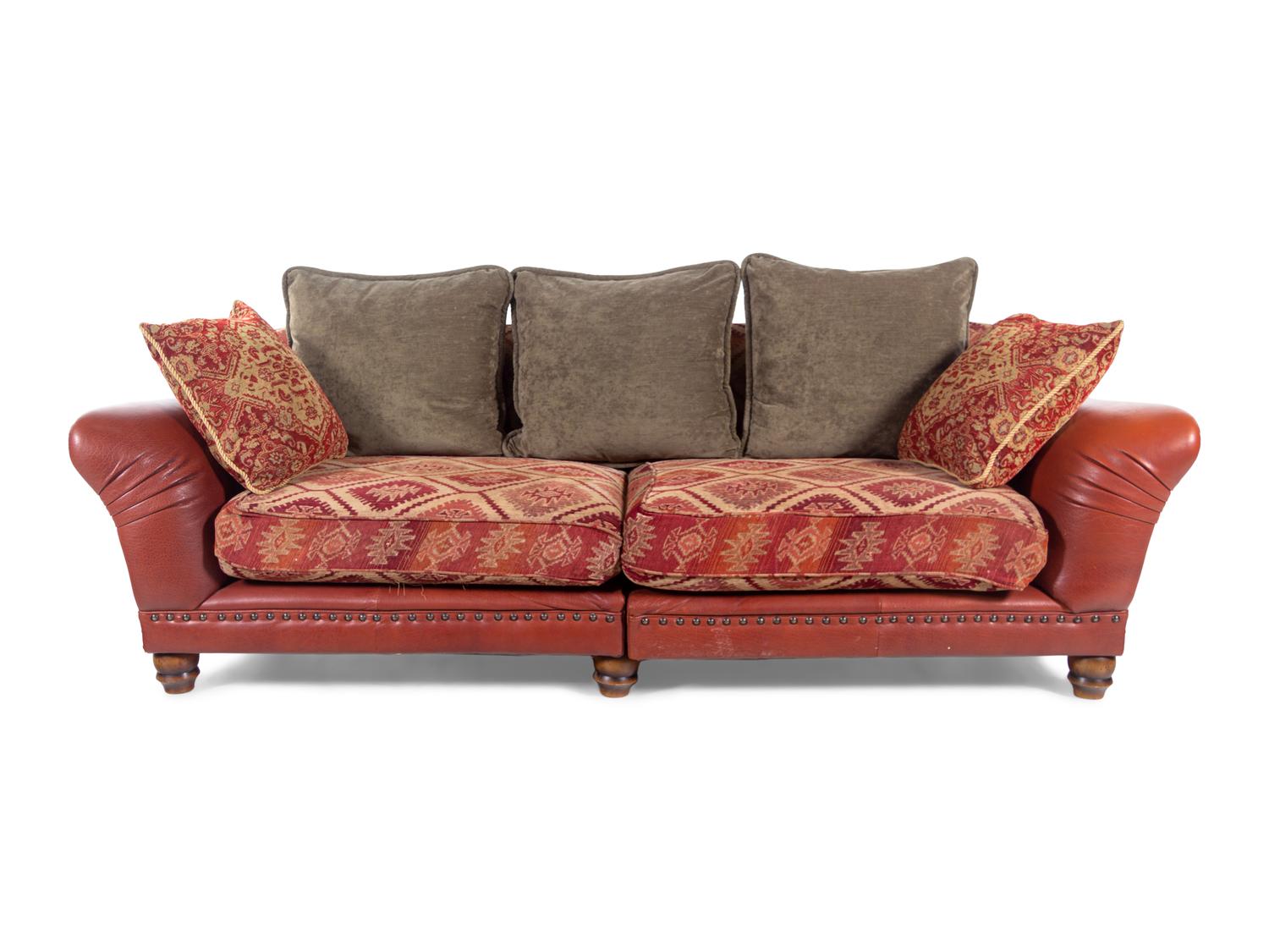 A Ralph Lauren Leather and Upholstery Sofa