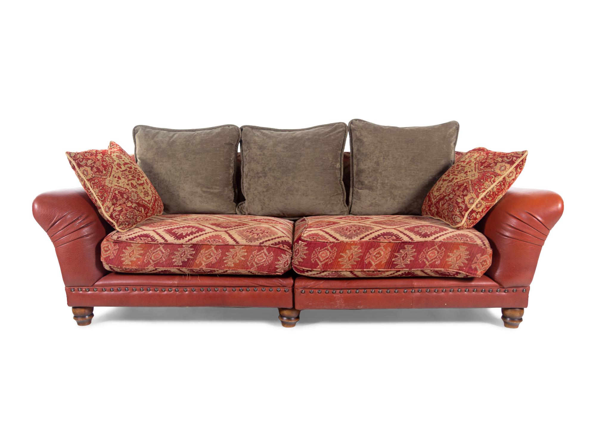A Ralph Lauren Leather and Upholstery Sofa