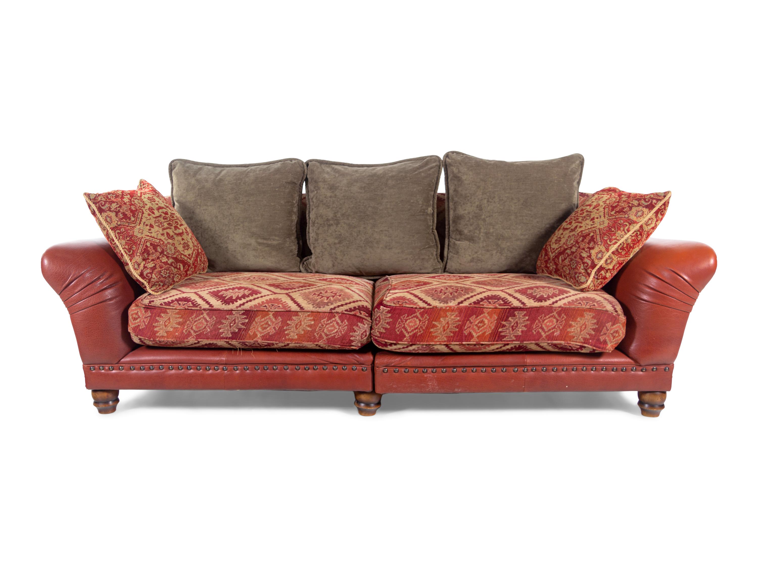 A Ralph Lauren Leather and Upholstery Sofa